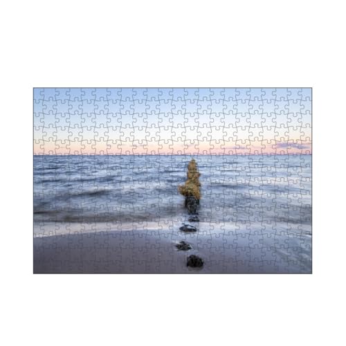 artboxONE-Puzzle M (266 Teile) Natur Wellen und Buhnen - Puzzle Wasser Farben Himmel von artboxONE