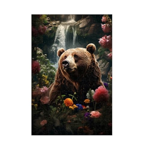 artboxONE-Puzzle M (266 Teile) Tiere Bear Flowers Waterfall (matart) - Puzzle bär bär bären von artboxONE