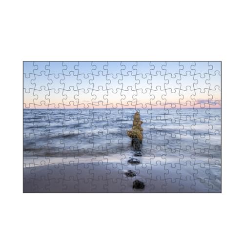 artboxONE-Puzzle S (112 Teile) Natur Wellen und Buhnen - Puzzle Wasser Farben Himmel von artboxONE
