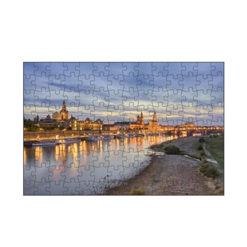 artboxONE-Puzzle S (112 Teile) Reise Dresden Skyline am Abend - Puzzle Dresden brühlsche terrasse City von artboxONE