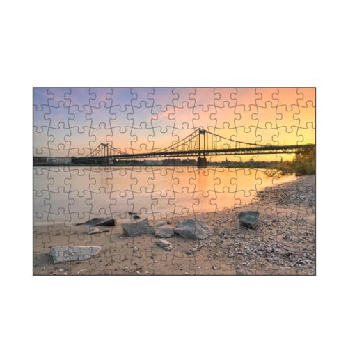 artboxONE-Puzzle S (112 Teile) Städte Rheinbrücke in Krefeld-Uerdingen - Puzzle krefeld brücke Deutschland von artboxONE