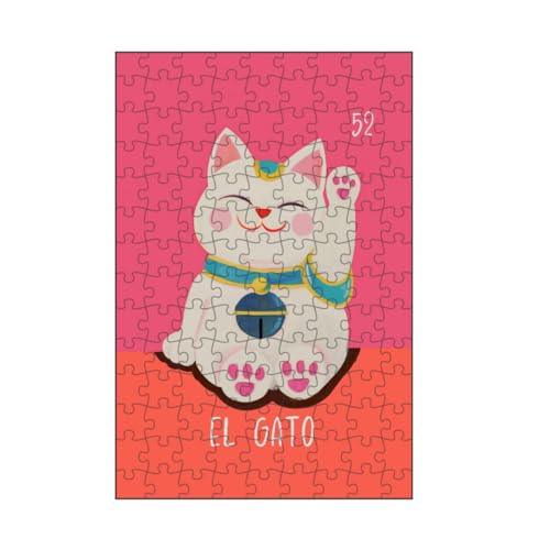 artboxONE-Puzzle S (112 Teile) Tiere 52 EL Gato Die Katze - Puzzle Loteria Mexicana japanisch Katze von artboxONE