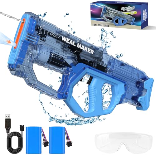 Elektrische Wasserpistolen für Erwachsene/Kinder, Automatische Spritzpistole mit 2 Batterien, Leistungsstarke Wasserpistole bis zu 8-10 M, wasserdichte Wasserpistole für Sommerpool/Strand-Blau Elektrische Wasserpistolen für Erwachsene/Kinder, Automatische Spritzpistole mit 2 Batterien, Leistungsstarke Wasserpistole bis zu 8-10 M, wasserdichte Wasserpistole für Sommerpool/Strand-Blau von artcool