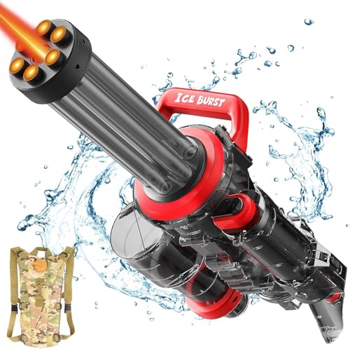 Gatling Elektrische Wasserpistole, Wasserpistole für Erwachsene und Kinder, leistungsstarke, automatische Spritzpistolen mit großer Kapazität, Rucksack, 2 Batterien, Reichweite bis 71,4 - 9,6 m Gatling Elektrische Wasserpistole, Wasserpistole für Erwachsene und Kinder, leistungsstarke, automatische Spritzpistolen mit großer Kapazität, Rucksack, 2 Batterien, Reichweite bis 71,4 - 9,6 m von artcool