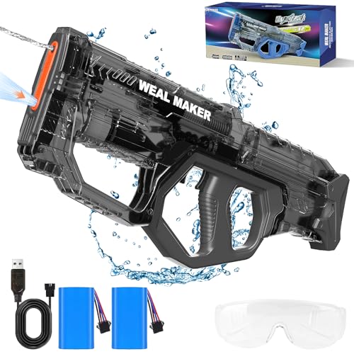 artcool Wasserpistole Elektrisch, Automatische Wasseraufnahme, Transparentes Design, Reichweite 8-10 Meter, Spielzeug Wasserpistole für Kinder und Erwachsene, Sommer, Schwarz von artcool