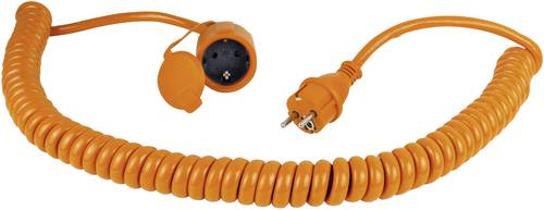 AS Schwabe 70415 Strom Verlängerungskabel 16A Orange, Schwarz 5.00m H07BQ-F 3G 2,5mm² Spiralkabel von AS Schwabe