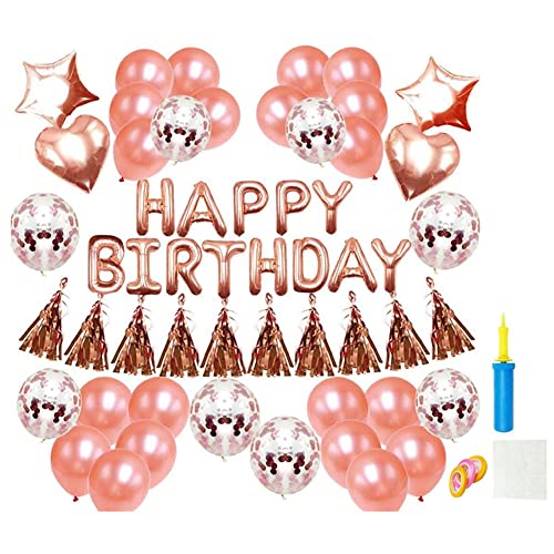 asdfs Party-Layout mit Goldenen Pailletten und Fünfeckigem „Happy Birthday“-Banner mit Ballon von asdfs
