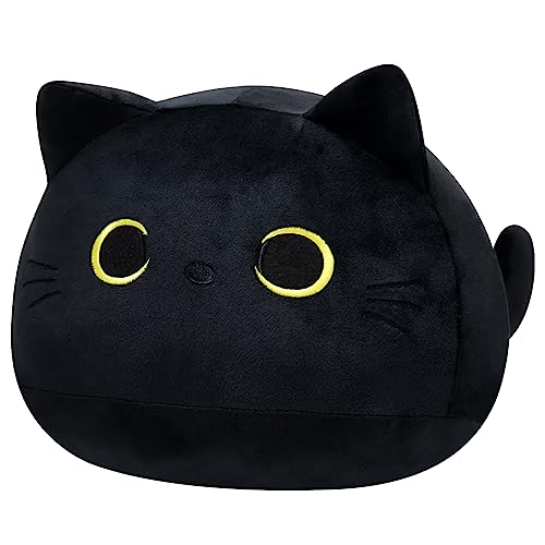 Atenbeo Schwarze Katze Plüschtier, Black Cat Plush Kuscheltier Katze Katzen Kuscheltier Plüschtier Katze Stofftier Katze Katzen Kissen Für Kinder Erwachsene Katze Deko Halloween Weihnachten Geburtstag von atenbeo