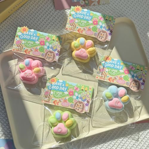4 PCS Taba Squishy Toys, Kuscheltiere,Katzenpfote Fufu Plüschtiere, Cat Paw Squishy-Spielzeug, Fidget Squeeze Toy für Erwachsene, Stress Relief Novelty für Angst Sensery Spielzeug für Autismus von atibi
