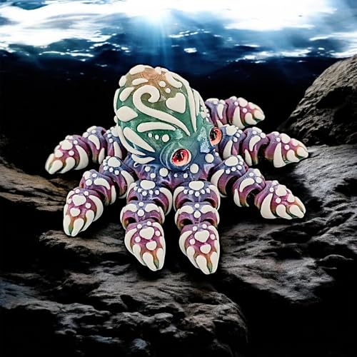 Regenbogen-3D-gedruckter Oktopus, 3D-gedrucktes flexibles Tiergeschenk, artikuliertes Oktopus-Spielzeug für Geburtstag, Heimdekoration, perfektes Schreibtisch-Haustier für Tiersammler (C) von atibi