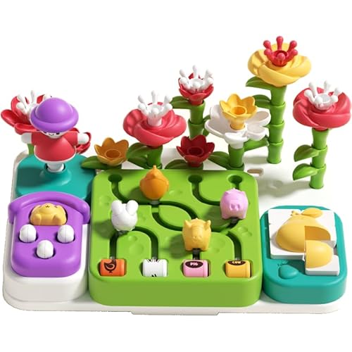 auby STEM Lernspielzeug für Kleinkinder 1-3 - Montessori Feinmotorik Entwicklungsspielzeug mit 30+ Bausteinen, Waldlabyrinth Spiel & Garten Spielset für Baby Jungen Mädchen Alter 18M+ von auby
