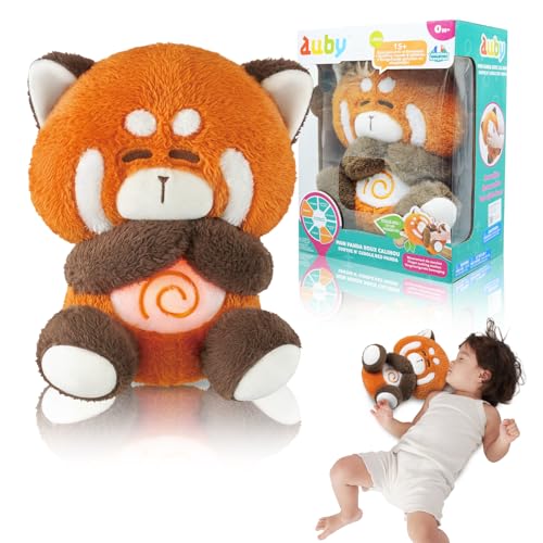 auby Soothe n’ Cuddle Panda Baby Beruhigungsspielzeug - Weißes Rauschen & Schlaflieder, Plüsch-Komfort mit rhythmischer „Atmung“, abnehmbare Soundbox für einfache Reinigung, Geschenk für Neugeborene von auby