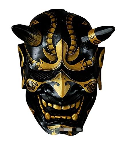 ausuky Halloween Japanische Hannya Maske Teufel Dämon Oni Samurai Prajna Prop Latex Cosplay (Golden) von ausuky