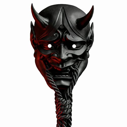 ausuky Japanische versiegelte Prajna Maske Halloween Teufel Hannya FaceshellKabuki Dämon Samurai (schwarz) von ausuky