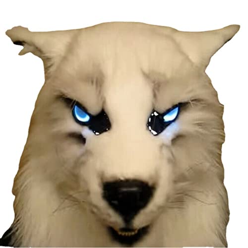 ausuky Werwolf-Maske mit Tiermotiv, leuchtende Plüsch-Kopfbedeckung, Halloween, DJ, Cosplay ausuky Werwolf-Maske mit Tiermotiv, leuchtende Plüsch-Kopfbedeckung, Halloween, DJ, Cosplay von ausuky