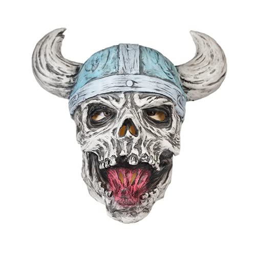 ausuky Wikinger Skull Latex Maske Mittelalter Dämonen Böser Helm Halloween Maske Horned Horror von ausuky
