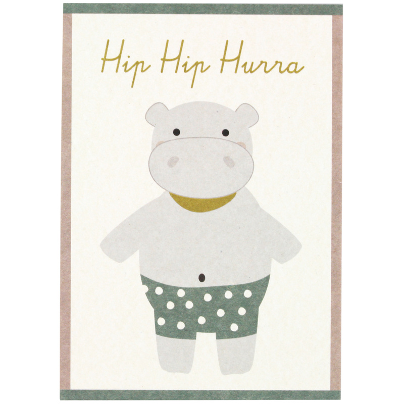 Postkarte NILPFERD - HIP HIP HURRA 3er-Pack von ava&yves
