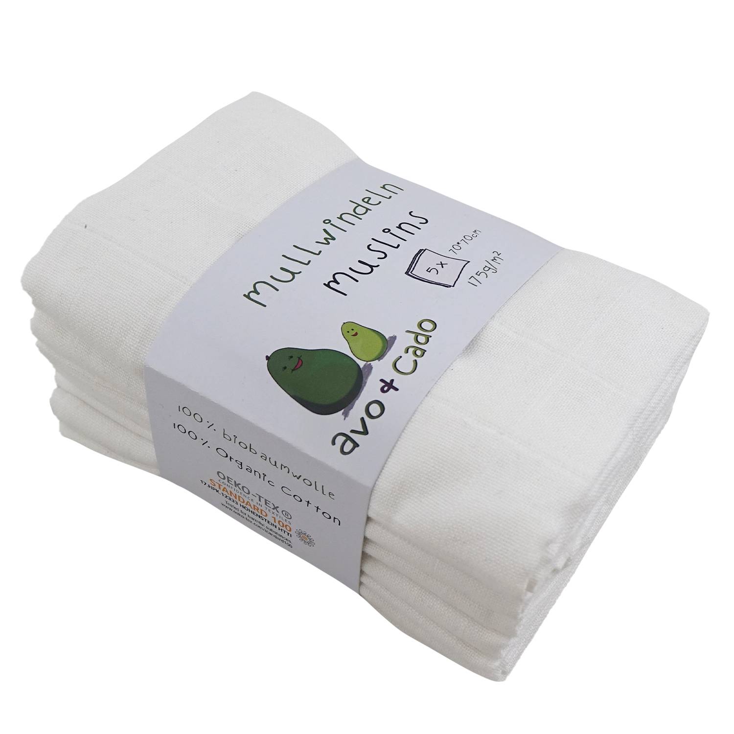 avo+cado Mullwindeln 70x70cm - 5 St. - Weiß avo+cado Mullwindeln 70x70cm - 5 St. - Weiß von avo+cado