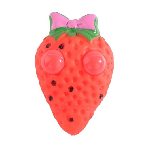 awakentti Fruit Squeeze Toys, Eye Popping Strawberry Squeeze Toy, TPR Materials, Convenient to Carry, Stretchy Fidget Toy, Squeeze Ball for Outdoors Play, Businesss, Parks and Restaurants von awakentti