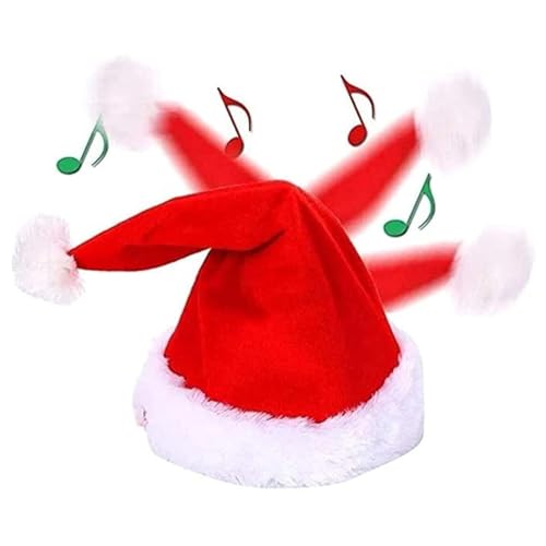 awakentti Tanzende Weihnachtsmannmütze, elektrisch, lustige Weihnachtsmannmütze, Spielzeug mit Weihnachtsmusik, musikalische Weihnachtsmütze, Rot und Weiß, Weihnachtsmannmütze, Kinder und Erwachsene, von awakentti