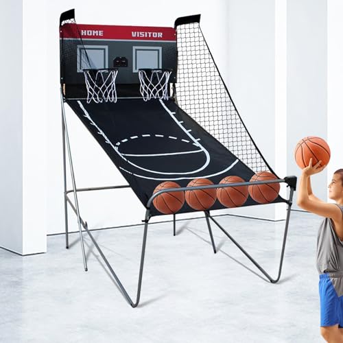 awolsrgiop Basketballautomat elektronisch, 8 in 1 Basketball Automat Arcade Automat, Netz Basketballkorb Outdoor inkl. 4 Bälle 2Pumpe & Basketball Punktezähler, Geschenke für Jungen, Kreative Geschenk von awolsrgiop