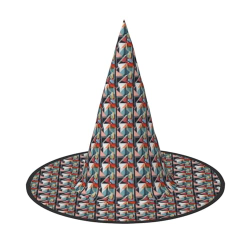 Abstrakter geometrischer 2 (2) Druck Halloween Hexenhut Unisex Karneval Kostüm Zubehör Partys Cosplay und Festlich von axzttupy