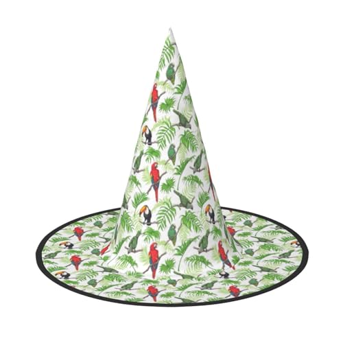 Papagei Vögel und tropischer Baum Druck Halloween Hexenhut Unisex Karneval Kostüm Zubehör Partys Cosplay und Festlich Papagei Vögel und tropischer Baum Druck Halloween Hexenhut Unisex Karneval Kostüm Zubehör Partys Cosplay und Festlich von axzttupy