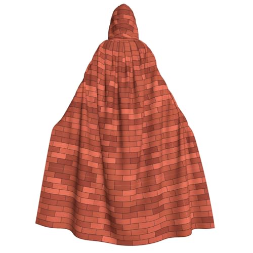 Roter Ziegelmauer-Texturdruck, Erwachsenen-Kapuzenumhang, Halloween, Weihnachten, Karneval, Partys, Mittelalter-Kostüm von axzttupy