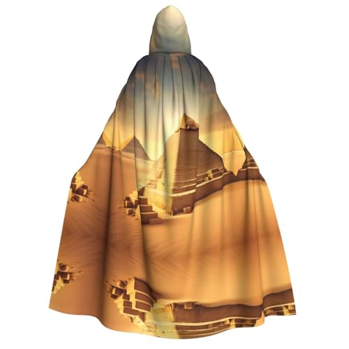 axzttupy Ägyptische Pyramide in Wüstenaufdruck, Erwachsenenkostüm, mit Kapuze, Halloween, Weihnachten, Karneval, Partys, Mittelalter von axzttupy