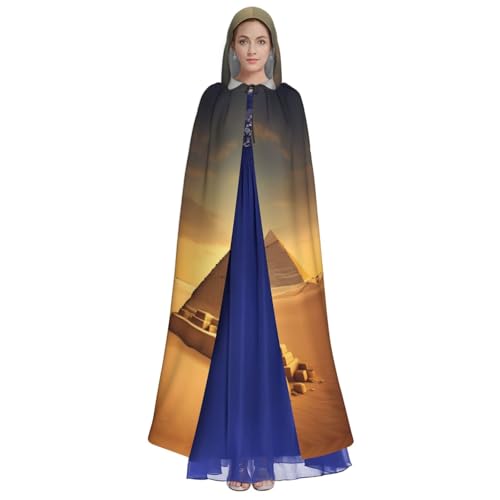 axzttupy Ägyptische Pyramide in Wüstenaufdruck, Unisex, Halloween-Kapuzenumhang, volle Länge, für mittelalterliche Renaissance-Cosplay-Kostüme von axzttupy