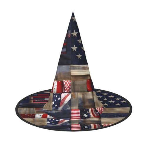 axzttupy Amerikanische Flagge Patchwork Druck Halloween Hexenhut Unisex Karneval Kostüm Zubehör Partys Cosplay und Festlich axzttupy Amerikanische Flagge Patchwork Druck Halloween Hexenhut Unisex Karneval Kostüm Zubehör Partys Cosplay und Festlich von axzttupy