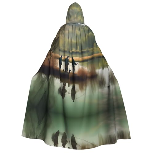 axzttupy Angelsee, Fischer-Druck, Erwachsenen-Kapuzenumhang, Halloween, Weihnachten, Karneval, Partys, Mittelalter-Kostüm von axzttupy