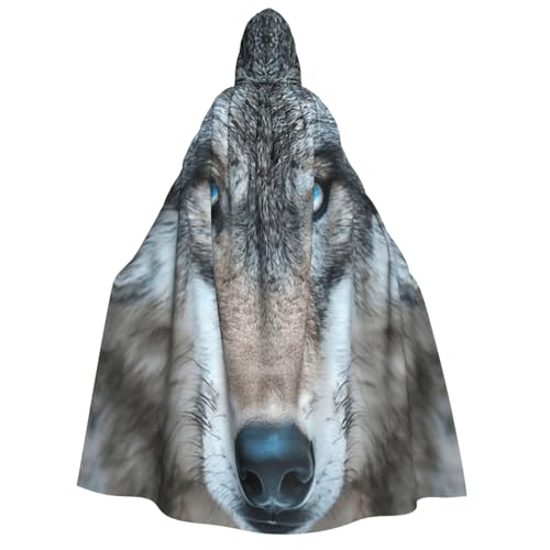 axzttupy Blaue Augen Wolf 1 Druck Erwachsene Kapuzenumhang Halloween Weihnachten Karneval Partys Mittelalter Thema Kostüm von axzttupy