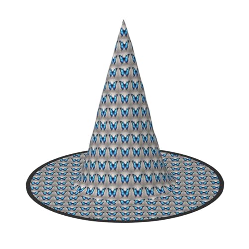 axzttupy Blauer Schmetterling Druck Halloween Hexenhut Unisex Karneval Kostüm Zubehör Partys Cosplay und Festlich axzttupy Blauer Schmetterling Druck Halloween Hexenhut Unisex Karneval Kostüm Zubehör Partys Cosplay und Festlich von axzttupy