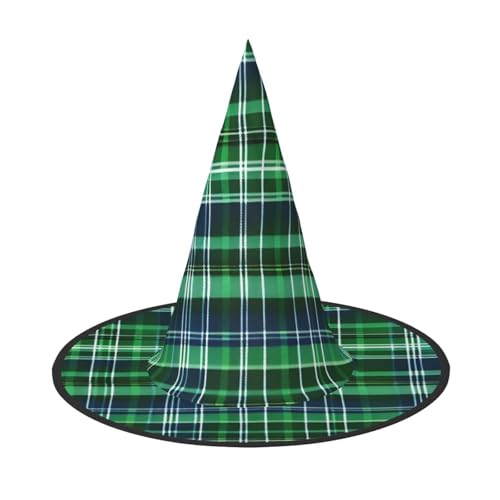 axzttupy Blauer und grüner Schottenkaro-Druck, Halloween, Hexenhut, Unisex, Karneval, Kostüm, Zubehör, Partys, Cosplay und Festlich axzttupy Blauer und grüner Schottenkaro-Druck, Halloween, Hexenhut, Unisex, Karneval, Kostüm, Zubehör, Partys, Cosplay und Festlich von axzttupy