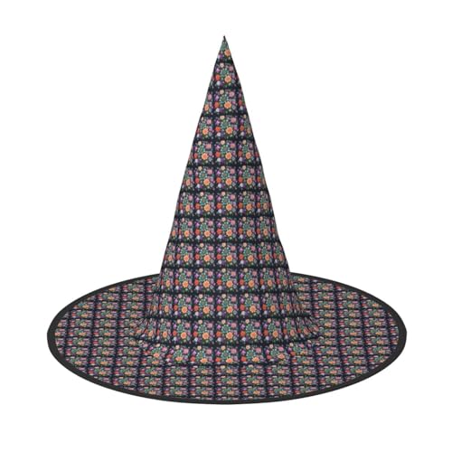 axzttupy Blumen-Diamant-Gemälde, Druck, Halloween, Hexenhut, Unisex, Karneval, Kostüm, Zubehör, Partys, Cosplay und Festlich von axzttupy