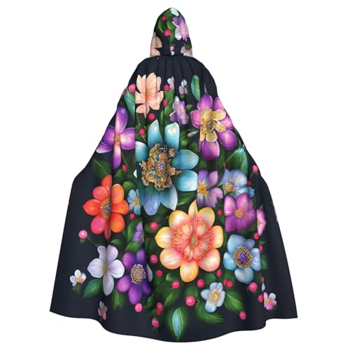 axzttupy Blumen-Diamant-Gemälde-Druck, Unisex, Halloween, Kapuzenumhang, volle Länge, für Mittelalter-Renaissance-Cosplay-Kostüme von axzttupy