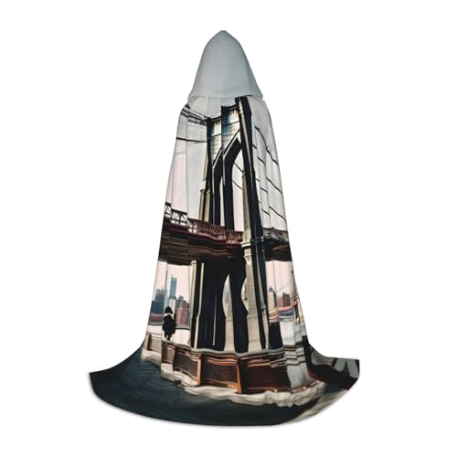 axzttupy Brooklyn Bridge S-Aufdruck, Unisex, mit Kapuze, Umhang in voller Länge, für Zauberer, Weihnachten, Karneval, Halloween, Cosplay von axzttupy