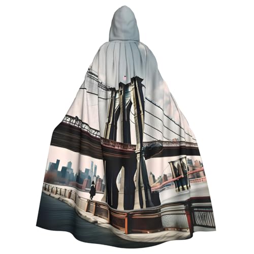 axzttupy Brooklyn Bridge S-Druck, Unisex, Halloween-Kapuzenumhang, volle Länge, für Mittelalter, Renaissance, Cosplay-Kostüme von axzttupy