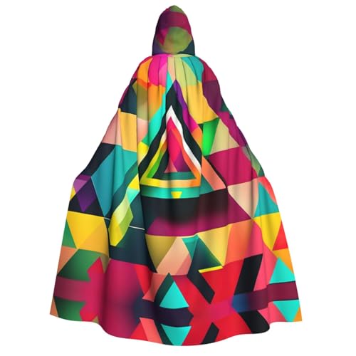 axzttupy Buntes Dreiecksmuster-Druck, Erwachsenen-Kapuzenumhang, Halloween, Weihnachten, Karneval, Partys, Mittelalter-Kostüm von axzttupy