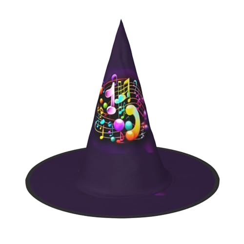 axzttupy Buntes Musiknoten-Druck, Halloween, Hexenhut, Unisex, Karneval, Kostüm, Zubehör, Partys, Cosplay und Festlich axzttupy Buntes Musiknoten-Druck, Halloween, Hexenhut, Unisex, Karneval, Kostüm, Zubehör, Partys, Cosplay und Festlich von axzttupy