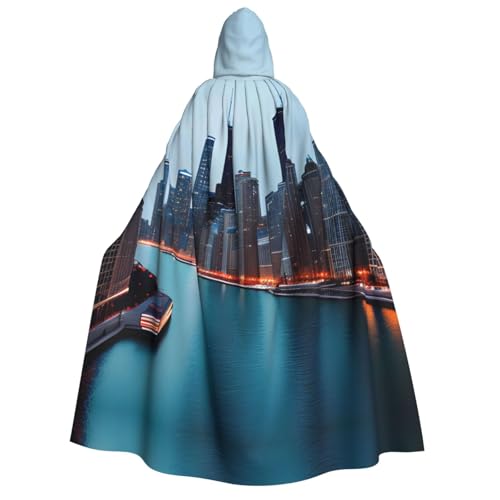 axzttupy Chicago Print Erwachsene Kapuzenumhang Halloween Weihnachten Karneval Partys Mittelalter Motto Kostüm von axzttupy