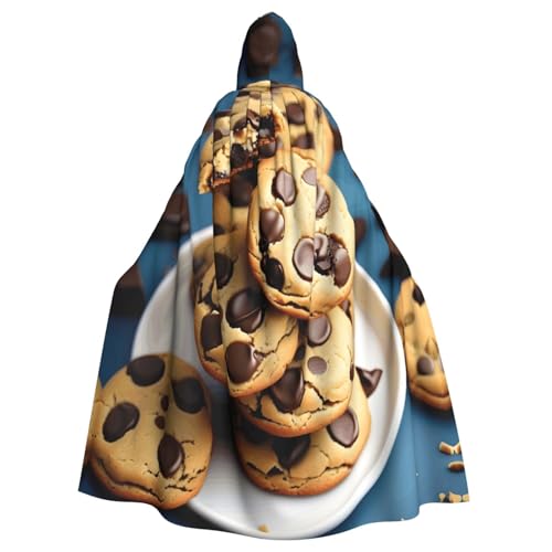 axzttupy Cookies Food Schokoladenstückchen Kekse Druck Unisex Halloween Kapuzenumhang volle Länge für Mittelalter Renaissance Cosplay Kostüme von axzttupy