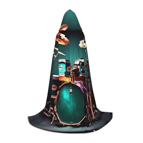 axzttupy Coole Schlagzeug-Druck, Unisex, mit Kapuze, Umhang in voller Länge, für Zauberer, Weihnachten, Karneval, Halloween, Cosplay axzttupy Coole Schlagzeug-Druck, Unisex, mit Kapuze, Umhang in voller Länge, für Zauberer, Weihnachten, Karneval, Halloween, Cosplay von axzttupy