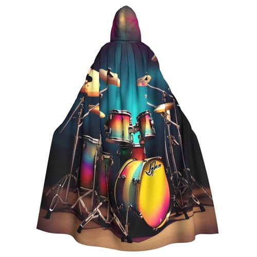 axzttupy Cooles Schlagzeug-Set, Druck, Unisex, Halloween-Kapuzenumhang, volle Länge, für Mittelalter-Renaissance-Cosplay-Kostüme von axzttupy