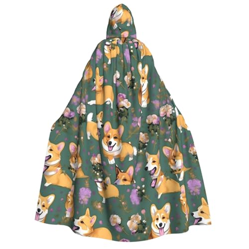 axzttupy Corgi Kapuzenumhang mit Blumenmuster, für Erwachsene, Halloween, Weihnachten, Karneval, Partys, Mittelalter-Kostüm von axzttupy