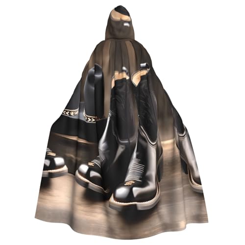 axzttupy Cowboy-Umhang mit schwarzem Hut, Westernstiefel, Unisex, Halloween, Kapuzenumhang, volle Länge, für mittelalterliche Renaissance-Cosplay-Kostüme axzttupy Cowboy-Umhang mit schwarzem Hut, Westernstiefel, Unisex, Halloween, Kapuzenumhang, volle Länge, für mittelalterliche Renaissance-Cosplay-Kostüme von axzttupy