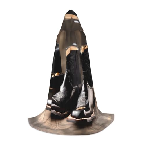 axzttupy Cowboy-Umhang mit schwarzem Hut, Westernstiefel, bedruckt, mit Kapuze, Umhang für Karneval, Halloween und Motto-Partys, bequemer Umhang axzttupy Cowboy-Umhang mit schwarzem Hut, Westernstiefel, bedruckt, mit Kapuze, Umhang für Karneval, Halloween und Motto-Partys, bequemer Umhang von axzttupy