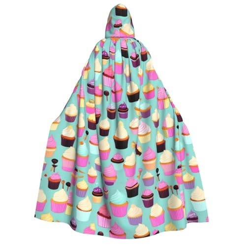 axzttupy Cupcake-Motiv, Kapuzenumhang für Erwachsene, Halloween, Weihnachten, Karneval, Partys, Mittelalter-Kostüm axzttupy Cupcake-Motiv, Kapuzenumhang für Erwachsene, Halloween, Weihnachten, Karneval, Partys, Mittelalter-Kostüm von axzttupy