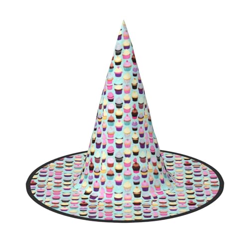 axzttupy Cupcake-Muster Druck Halloween Hexenhut Unisex Karneval Kostüm Zubehör Partys Cosplay und Festlich von axzttupy